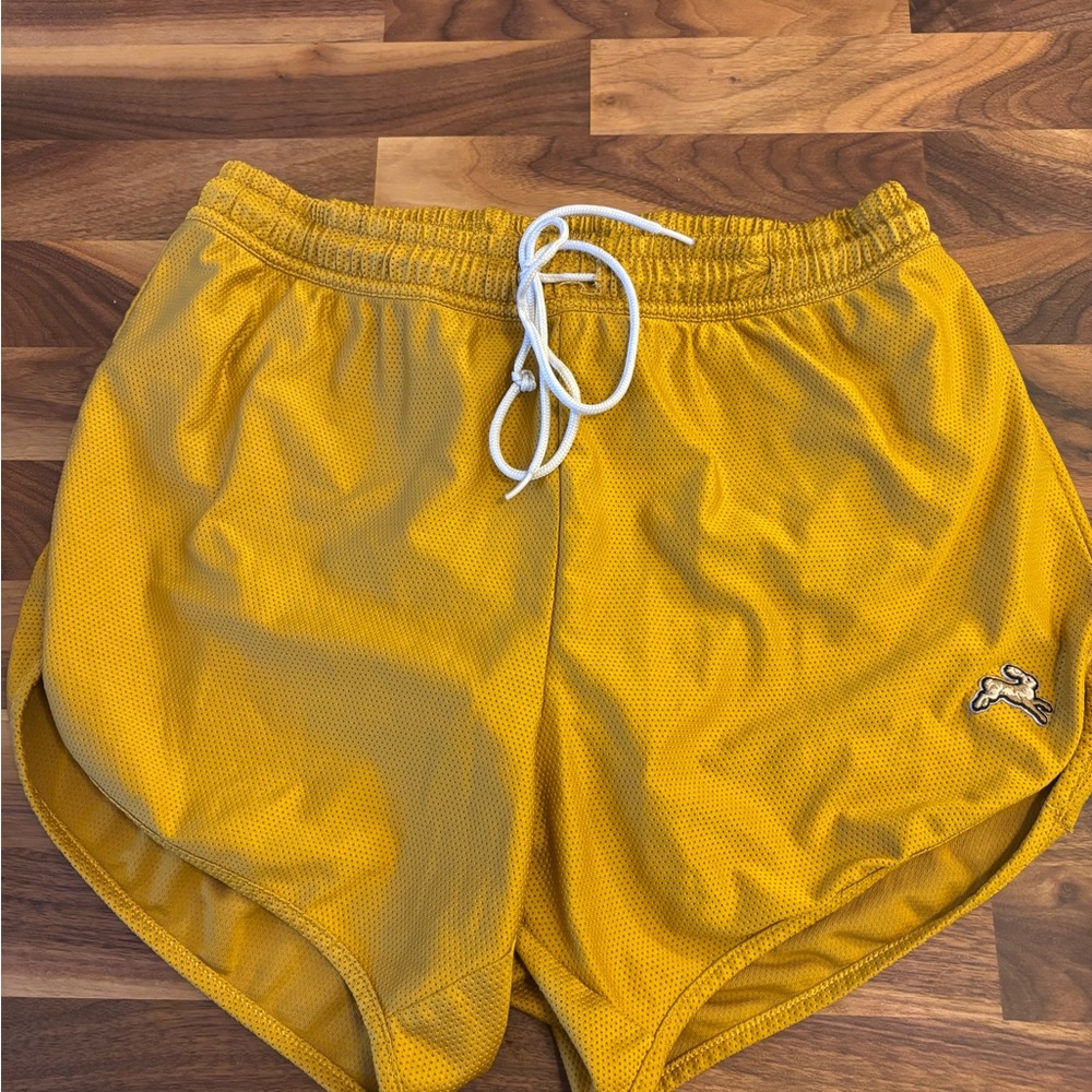 Tracksmith Yellow Mesh Running Shorts